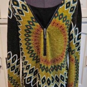 FUN, FUNKY, BOHO!  Colorful sweater dress from ARYEH!  Size Lg.